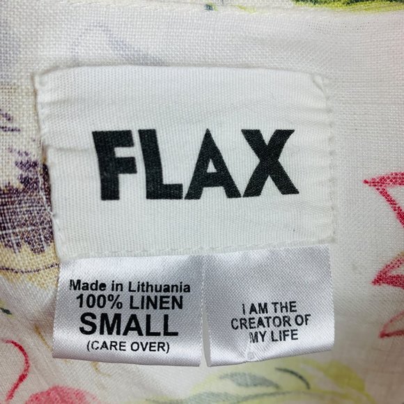 🟢 FLAX Womens Size Small Long Sleeve Floral 100% Linen Button Down Blouse - Picture 6 of 8